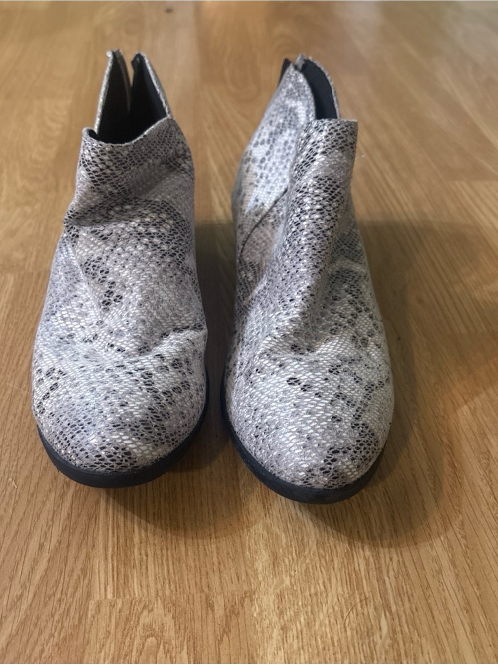 Women's Snake-Print Slip-On Ankle Shoe in Gray